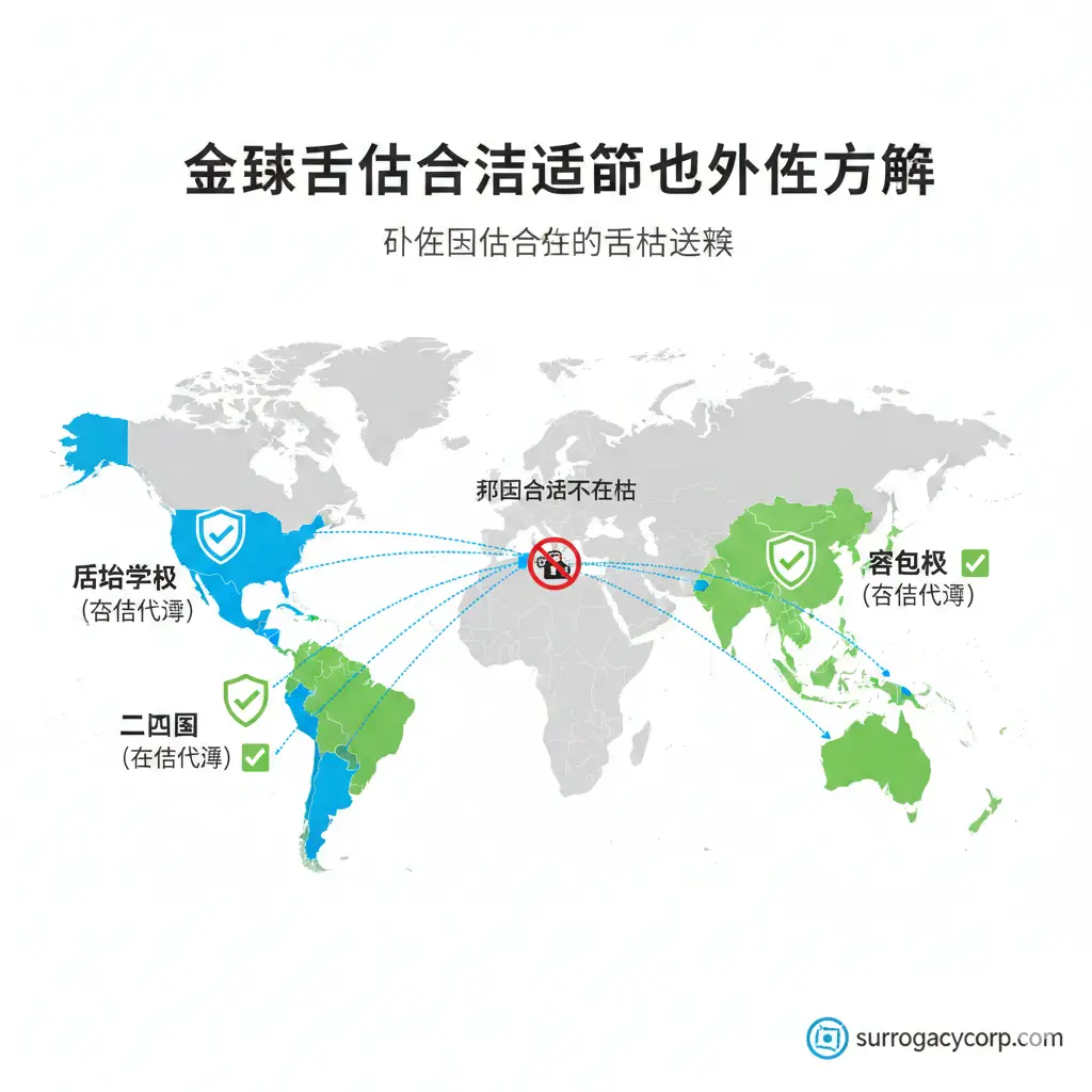 此圖用於文章結語。設計一個簡潔、專業的信息圖表，展示從台灣困境到海外解決方案的「成功路徑」。畫面中有一條清晰、明亮的箭頭路徑，從一個標有「台灣修法未定」的迷霧區，通向一個標有「美國加州：合法安全」的光明區。路徑旁放著 Surrogacycorp 的 Logo 或標語，作為專業導航的象徵。整體風格應專業、可信賴，強調透過 Surrogacycorp 選擇合法道路的承諾，結尾處可有一個「諮詢」按鈕的視覺引導。